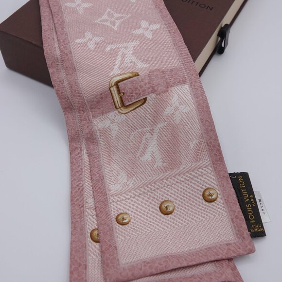 Louis Vuitton Silk Monogram Denim Bandeau Rose Clair - Picture 2 of 6